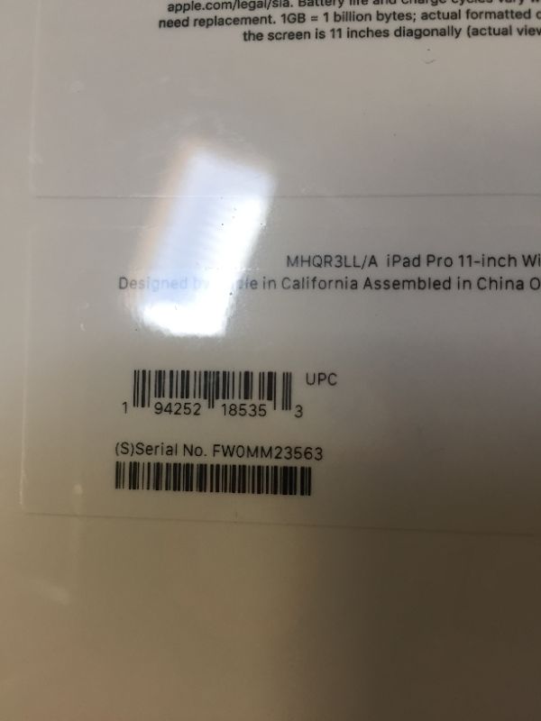 Photo 4 of Apple iPad Pro 11-inch Wi-Fi (factory sealed)