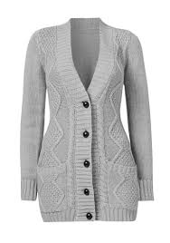 Photo 1 of  Womens Long Sleeve Open Front Buttons Cable Knit Pocket Sweater Cardigan