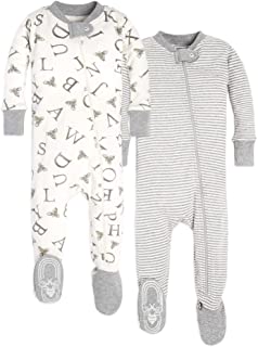 Photo 1 of Burt's Bees Baby Baby Boys Sleeper Pajamas, Zip-Front Non-Slip Footie PJs, Organic Cotton size 12m 2 pack 
