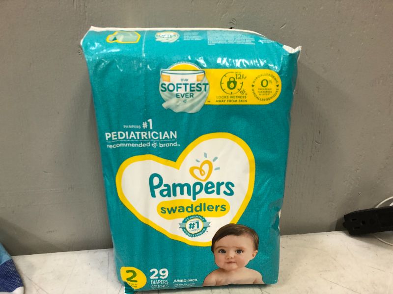 Photo 2 of pampers swaddlers 29diapers couches jumbo pack  2-12-18lb