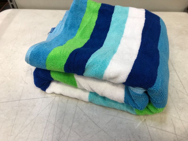 Photo 2 of Cool Striped Sand Resistant Beach Towel Blue/Green - Sun Squad