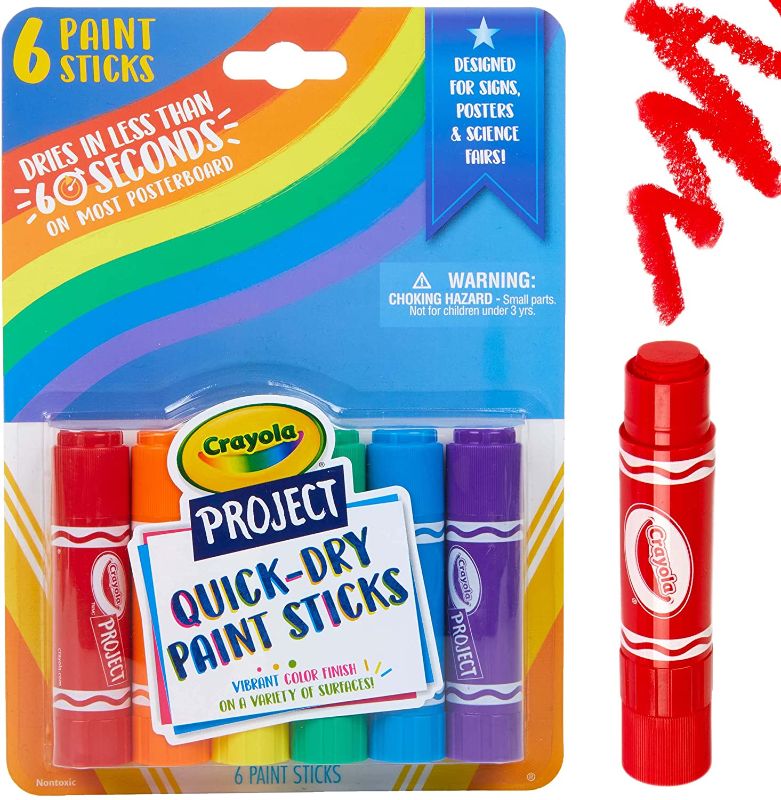 Photo 1 of Crayola Paint Sticks, No Water Required, Paint Set for Kids, Art Supplies, 6 Count, Multi