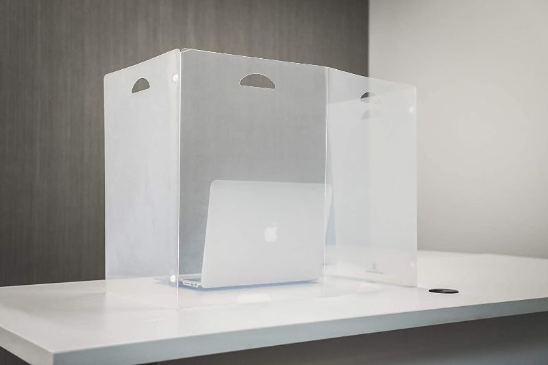Photo 1 of Sneeze Guard Desk Shield PPE - Plastic Divider Screen for Desk, Table or Countertop - Portable Protective Barrier Panel - Best Partition Protector