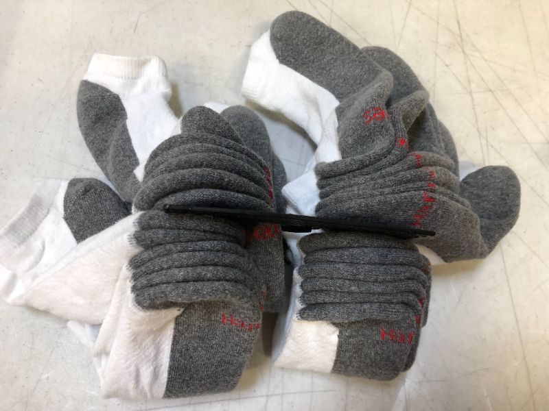 Photo 2 of 12 pack --Hanes stretchy  unisex ankle socks whit & grey----unknow size 