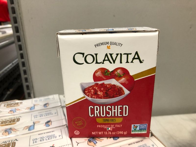 Photo 3 of Colavita Italian Crushed Tomatoes, Tetra Recart Box, Eco-Friendly, Sustainable Packaging (Pack of 16)  exp 09-2022  fabric sealed 