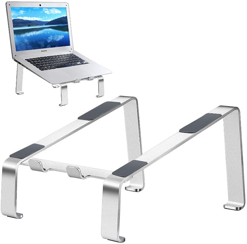 Photo 1 of Laptop Stand, Aluminum Computer Riser, Ergonomic Laptops Elevator for Desk, Metal Holder Compatible with 10 to 17.3 Inches Notebook Computer, (Silver)