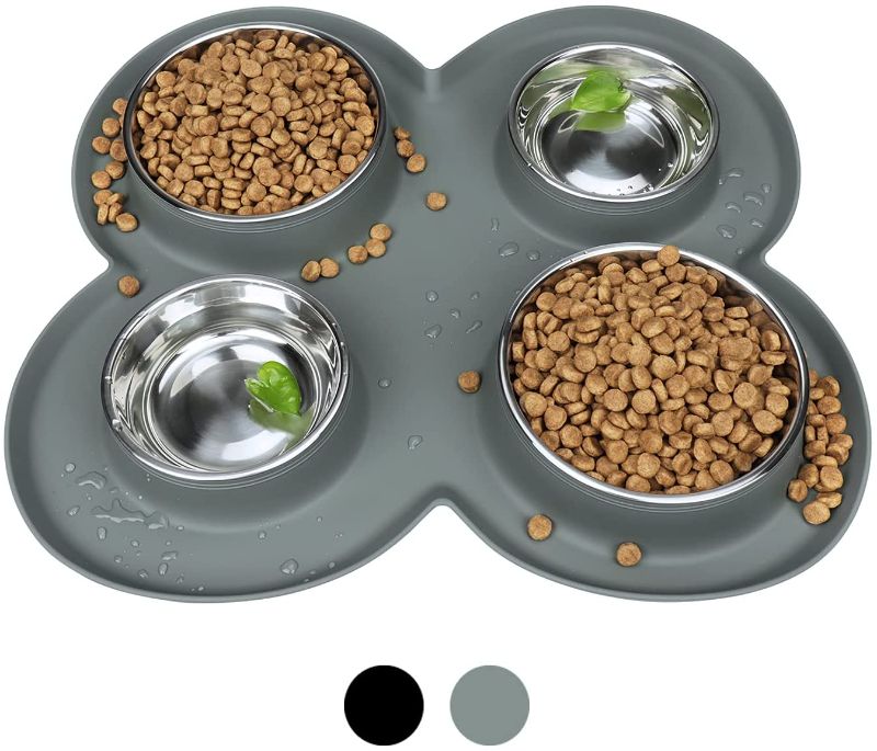 Photo 1 of 
WINSEE 4 Dog Cat Bowls Set Stainless Steel Water and Food Dishes with Non Spill Skid Resistant Silicone Mat for Pets Small Medium Puppy Feeder for Multiple Pets
Color:Grey