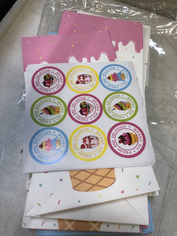 Photo 3 of 24 Pack Ice Cream Party Favor Bags Ice Cream Popsicle Social Gift Bags Sprinkles 8.5x 3x 5inches 
