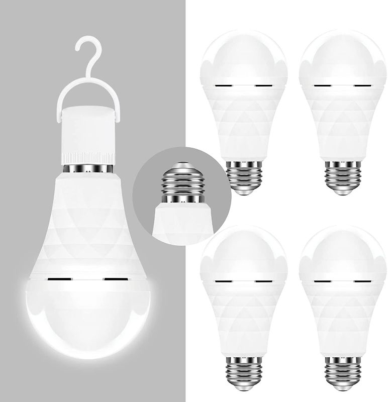 Photo 1 of ?Dedicated to 220V?A19 Emergency Rechargeable Light Bulbs, Keep Lighting During Power Outage, Led Bulb 60 Watt Equivalent, 5000K Daylight Light Bulb 1200mAh Battery Backup Light Bulbs***factory sealed***
