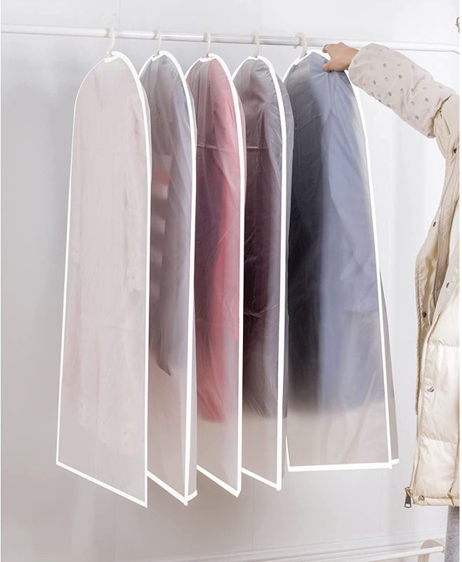 Photo 3 of BOUTICOL 10 Pack Hanging Garment Bag with Zipper Cover, Breathable Cover for Coat, Jacket, Dresses Closet Clothes Storage(24"x40" 5pack+24"x48" 5pack)

