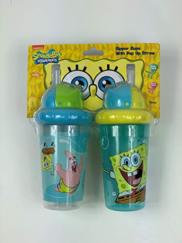Photo 1 of Cudlie Spongebob Baby Boy 2 Pack 10 oz Sippy Cup with Staw & Easy Close Lid |