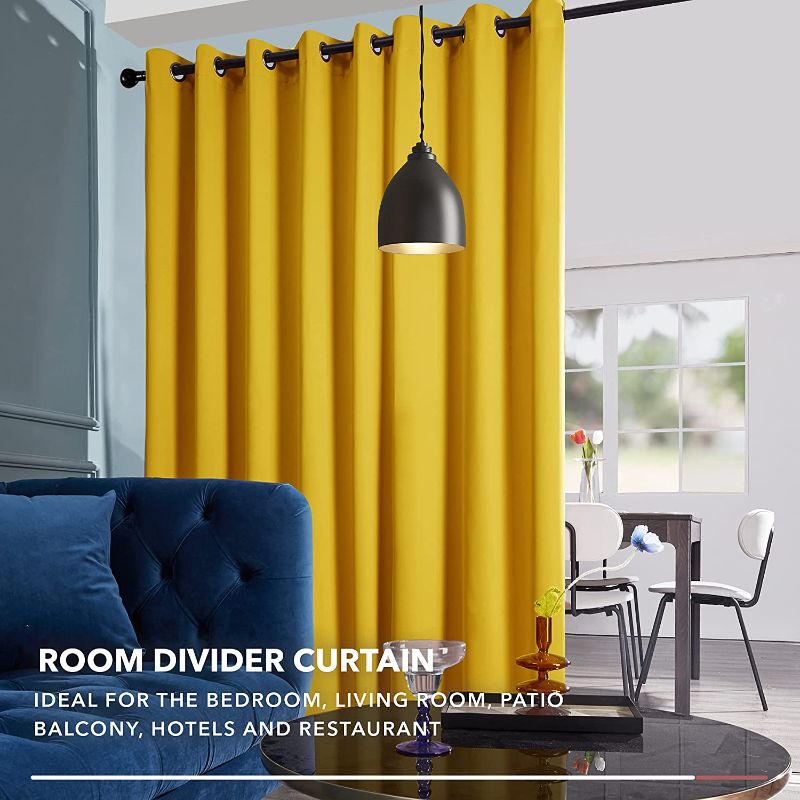 Photo 1 of yakamok sliding door curtain, room divider, vertical blinds for dining room(mustard yellow,100by96)
