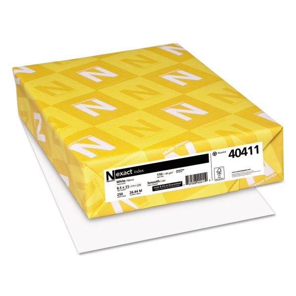 Photo 1 of Neenah Paper Exact Index Card Stock, Smooth, 110lb, 94 Bright, 8 1/2 x 11, White, 250 Sheets