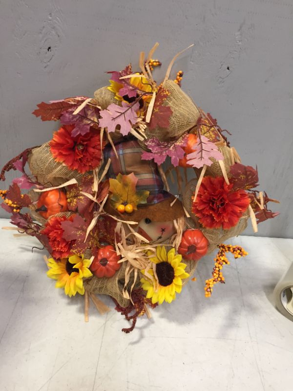 Photo 1 of fall wreath outdoor orange and red