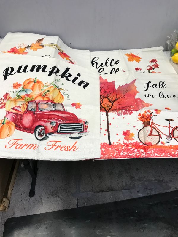 Photo 2 of YGEOMER Fall Pillow Covers 18x18 Set of 4 Autumn Farmhouse Truck Harvest Pumpkin Maple Leaf Tree Bicycle Thanksgiving Decorations Farmhouse Throw Pillowcase Linen Cushion Case for Home Decor
2 pack