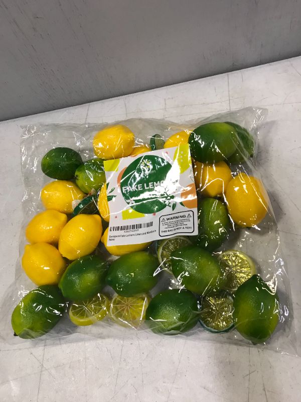 Photo 2 of Fake Lemons Limes and Slices Set - Decorative Faux Citrus Fruits - Artificial Decorations for Home Kitchen Table Office Weddings Table Centerpiece Party with Lemon Tree Decor Theme
