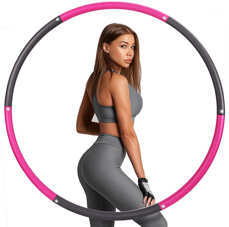 Photo 1 of 2 pk sinocare Weighted Hoola Hoop,Hoola Workout Fitness Hoops for Adults Weight Loss,6 Sections Detachable Exercise Hoop,Stainless Steel Core Wrapped by Soft High-Density Foam,2.56lb (Rose Red+Gray)
