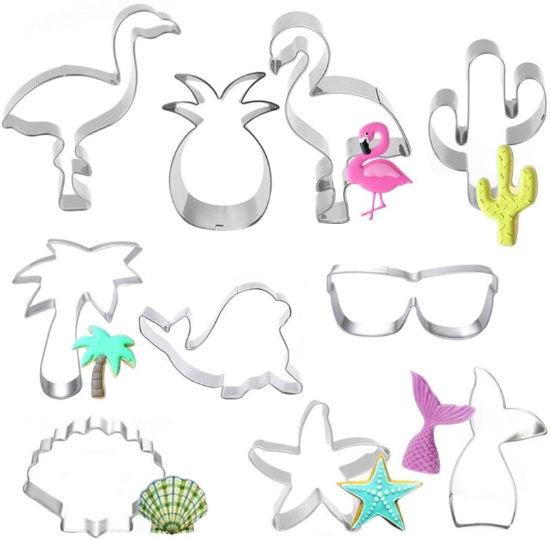Photo 1 of 2 pk Cieovo 10 Piece Tropical Under the Sea Cookie Cutters, Hawaiian Ocean Creatures Biscuit Cutter for Biscuit, Fondant, Fruit, Bread, Summer Beach Themed Party Supplies
