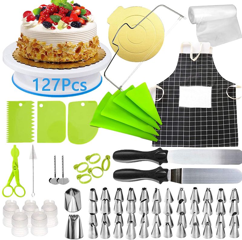 Photo 1 of BLBYHO 127 Pcs Cake Decorating Supplies Kit, Cake Decorating Tools, Russian Piping Tips & Pastry Bag Kit, Ideal Gift for the Professionals and Beginners