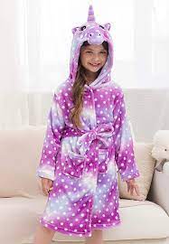 Photo 1 of Doctor Unicorn Soft Unicorn Hooded Bathrobe Dots Sleepwear - Unicorn Gifts for Girls size 3-4 t 