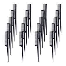 Photo 1 of 20 Pack Black Rat Tail Combs Carbon Styling Comb Fiber Anti Static and Heat Resistant Tail Comb for Back Combing, Root Teasing, Adding Volume, Evening Styling
