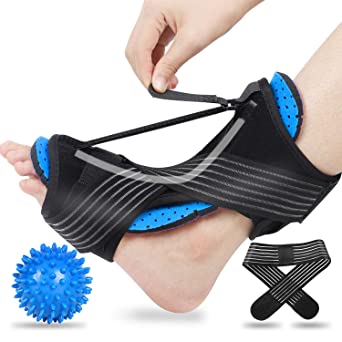 Photo 1 of 2020 Updated Version Plantar Fasciitis Night Splint, Efferey Night Splint for Plantar Fasciitis, Adjustable Plantar Fasciitis Splint Night with Massage Ball and Bandage (Blue)
