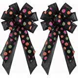 Photo 1 of 2 pcs extra large halloween wreath bows, 23 x 11 inch back orange dot bow holiday decorative bows for halloween party home decoration