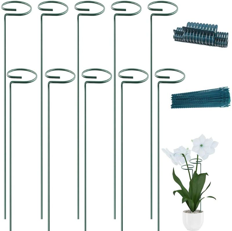 Photo 1 of 10 Pack Plant Support Stakes 16inch Garden Plant Stakes for Amaryllis Orchid Lily Rose Tomatoes with 20pack Plant Support Clips & 20pack Plant Twist Ties
