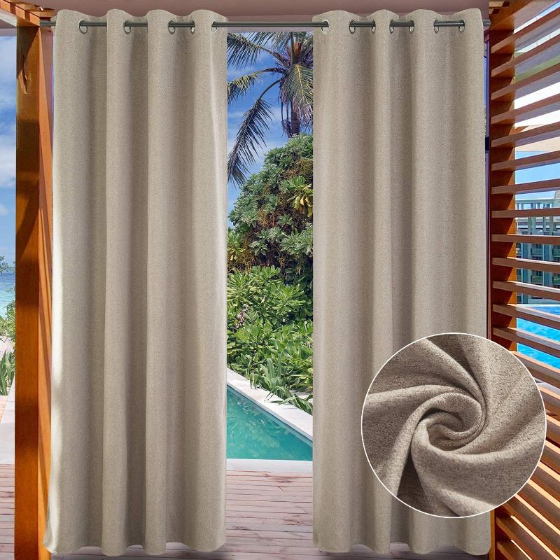 Photo 1 of LIFONDER Privacy Blackout Outdoor Curtains - Deck Curtain Décor with GrommetsThermal Insulated Porch Blinds Patio Sun Shade Drapes for Pergolas and Gazebos, 52" x 95", Taupe,1 Panel
