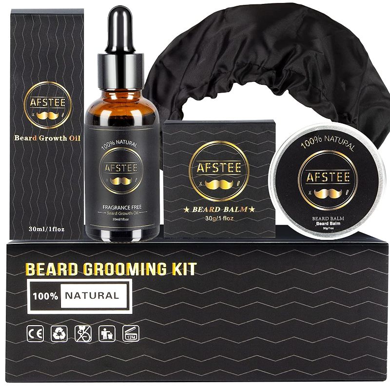 Photo 1 of 2 PACK - Beard Growth Kit, Beard Grooming Kit, Perfect Gifts for Men Fathers with Beard Oil, Beard Balm & Beard Covers Kit Grooming and Care
