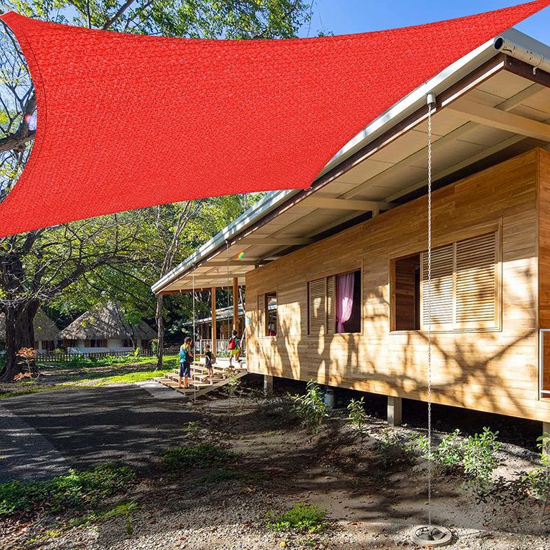 Photo 1 of BELENOSDAN Sun Shade Sail for Patios Rectangle 185GSM Shade Sail Canopy Awning Canopy Block 95% of UV Radiation Fabric for Backyard Lawn Garden Heavy Duty Custom Size 6'x6',Red
