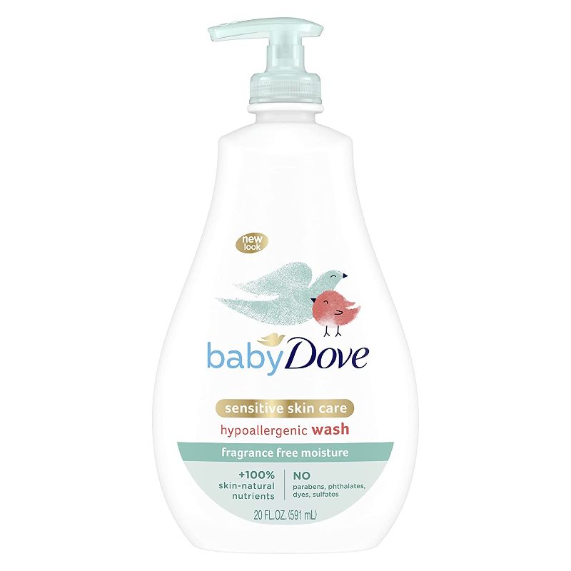 Photo 1 of Baby Dove Sensitive Skin Care Baby Wash For Baby Bath Time Fragrance Free Moisture Fragrance Free and Hypoallergenic, Washes Away Bacteria 20 oz
