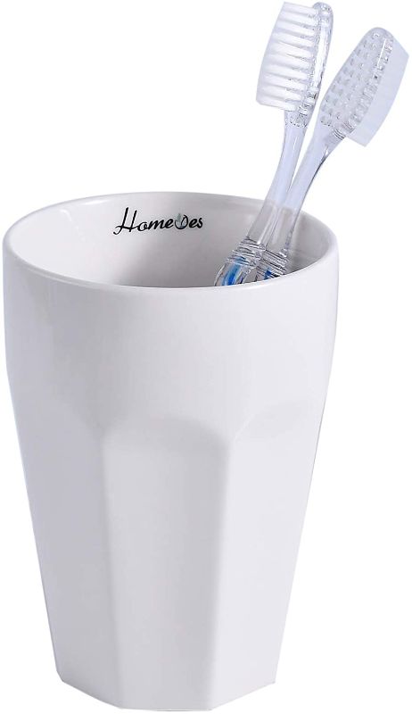 Photo 1 of 2 pack - Homeyes White Ceramic Cup Bathroom Toothbrush Holder for Stand
