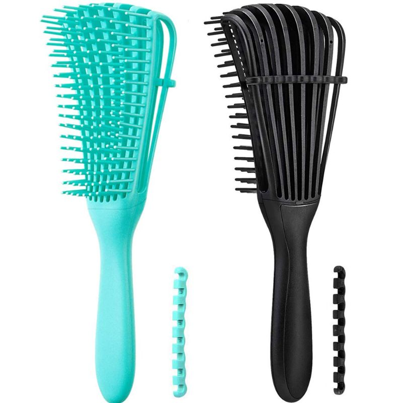 Photo 1 of 2 Packs of 2 - 4 brushes total -  Detangling-Brush for Curly Hair, Black & Green Detangler Brush Comb for Textured Kinky Wavy Curly Wet/Dry/Long Thick Hair brush
