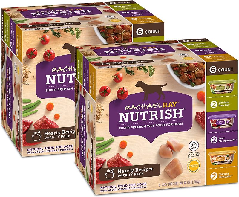 Photo 1 of 1 PACK - Rachael Ray Nutrish Premium Natural Wet Dog Food, 8 Ounce Tubs
best by sep - 13 -22 