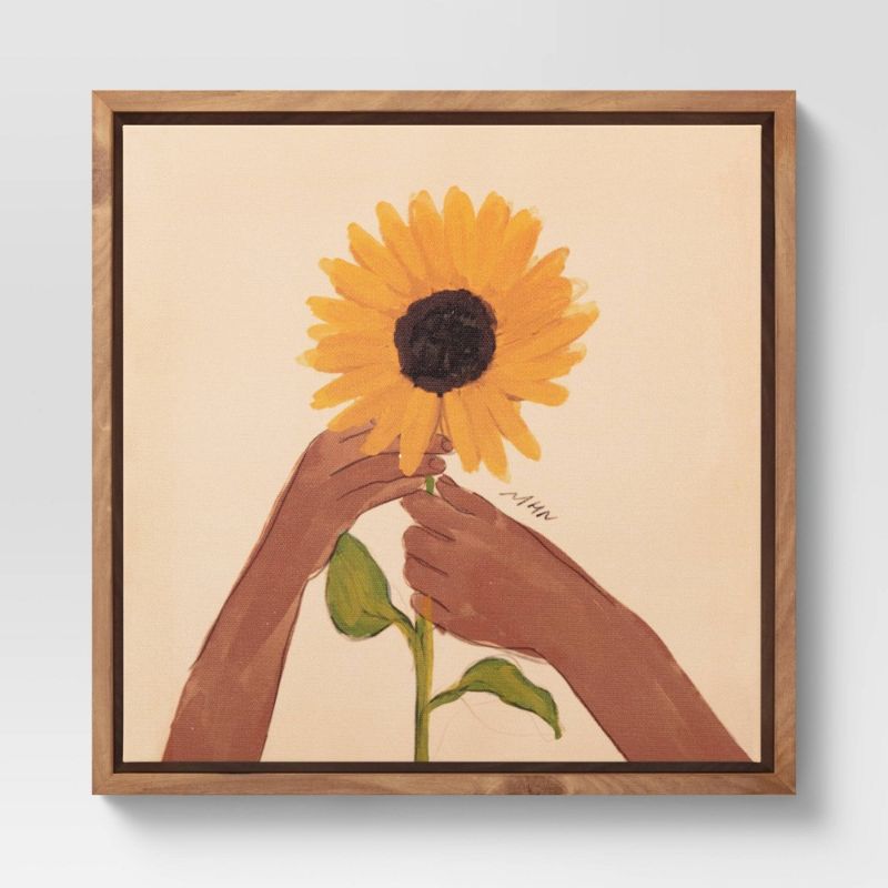 Photo 1 of 10" X 10" Sunflower by Morgan Harper Nichols Framed Wall Art Canvas Blue

