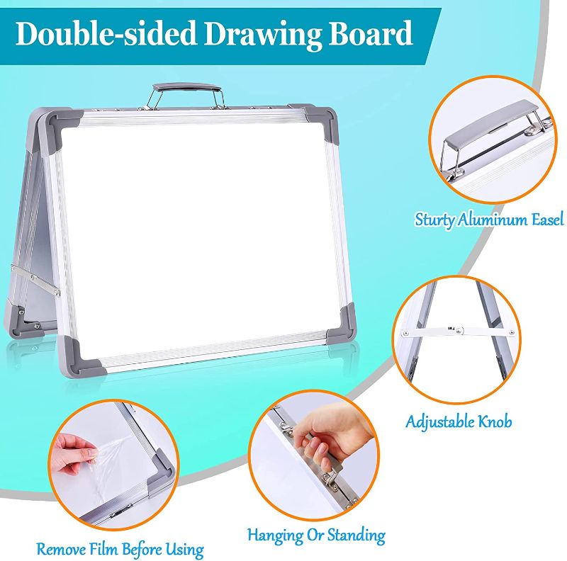 Photo 1 of Wareon Small Dry Erase Boards White Board 12 x 15 Inch Magnetic Whiteboard Foldable Desktop Portable Mini Easel Double Sided School Office Supplies for Student/Teacher/School/Office/Home/Drawing/Memo
