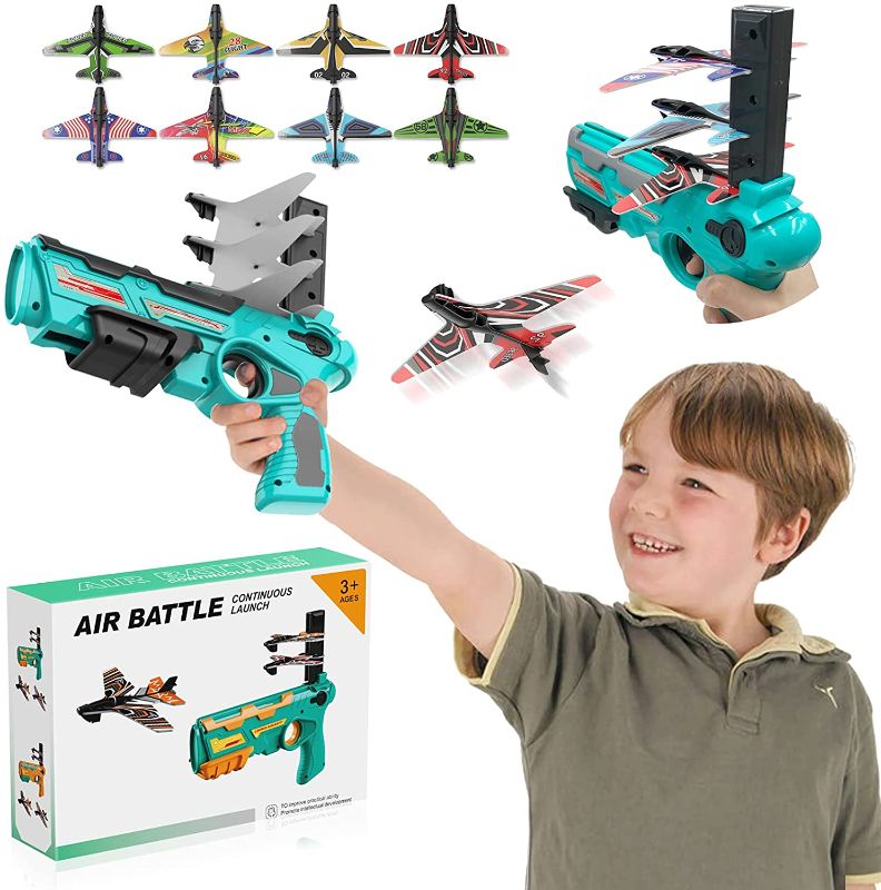 Photo 1 of HUALEDI Bubble Catapult Plane with Airplane Glider,Outdoor Shooting Gift for Boys Aged 3 4 5 6 7 8 and Up,Blue
