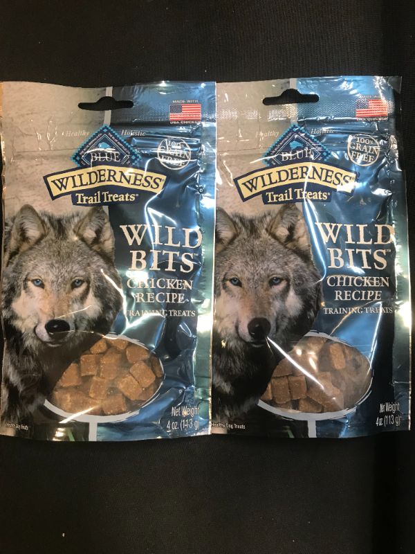 Photo 2 of  Blue Buffalo Wilderness 100% Grain-Free Wild Bits Chicken Recipe Dog Treats - 4oz EXP 10/2021 2PK