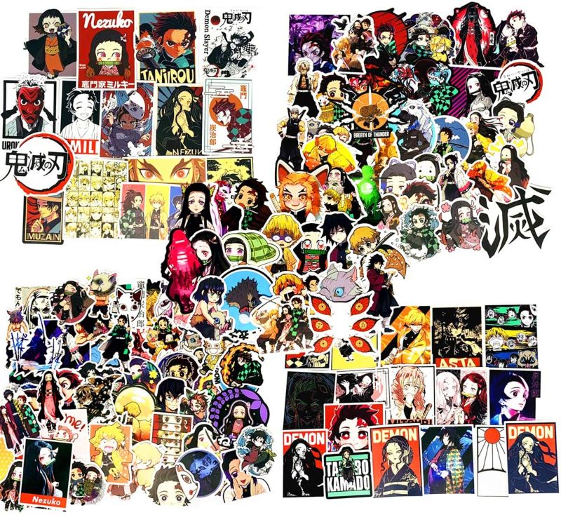 Photo 1 of 200PCS Demon Slayer Stickers, Demon Slayer Cosplay,DIY Demon Slayer Anime Sticker for Party Phone,Water Bottle,Laptop,Skateboard,Motorcycle,Car,Bike,Luggage
