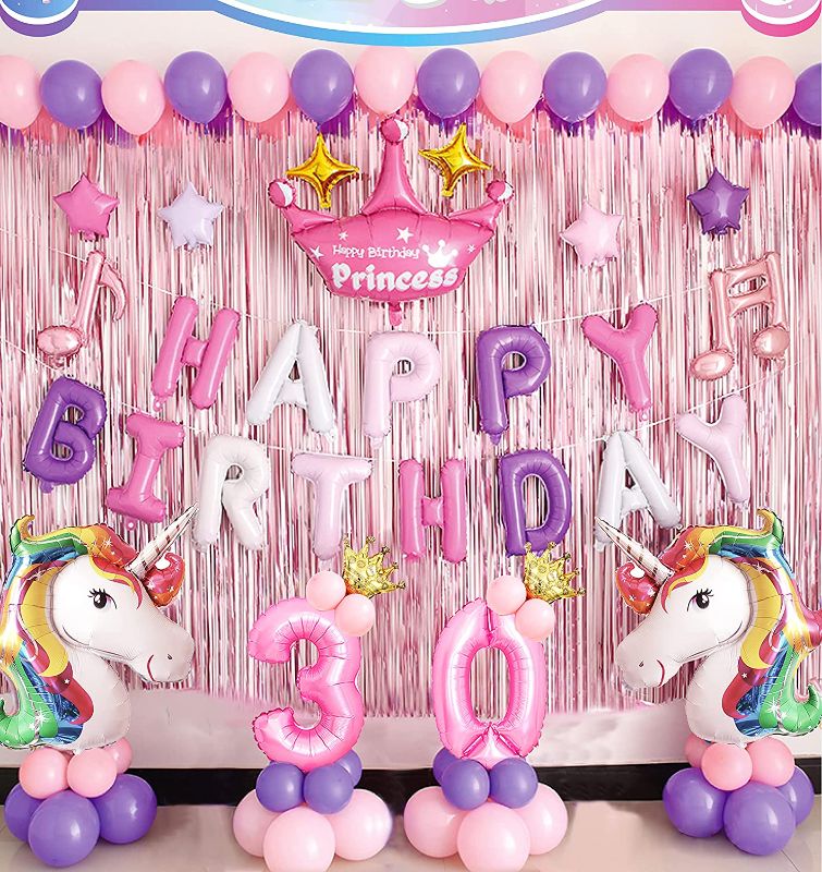 Photo 1 of 59PC UNICORN BIRTHDAY DECORATIONS FOR GIRLS 2PK