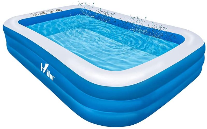 Photo 1 of 
Hilor Inflatable Swimming Pool, 120"x72"x22" Full-Sized Swimming Pools Above Ground for Kids, Adults, Garden, Backyard, Outdoor Swim Center Water Party Family Pool Light Blue (item is new, opened item to take photos)