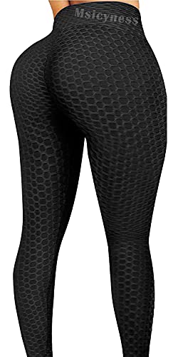 Photo 1 of Msicyness Tiktok Leggings Women's High Waist Yoga Pants Butt Lift Tummy Control Leggings Textured Scrunch Booty Tights XL