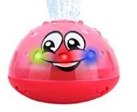 Photo 1 of Baby Bath Toys, Mini Water Spray Bath Toy for Toddler Kids, Electric Induction Sprinkler Toys with Soft LED Lights for Baby Bath (Red with Base)
