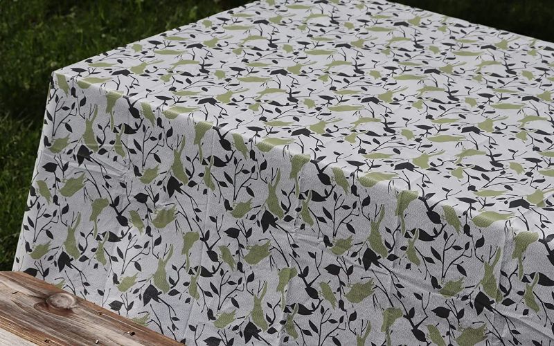 Photo 1 of Crabtree Collection Vinyl Tablecloth Indoor/Outdoor Dining Flannel Backed Craft Party Table Cover Easy to Clean Bird Print Picnic Tablecloths (Birds of A Feather 60x102)
