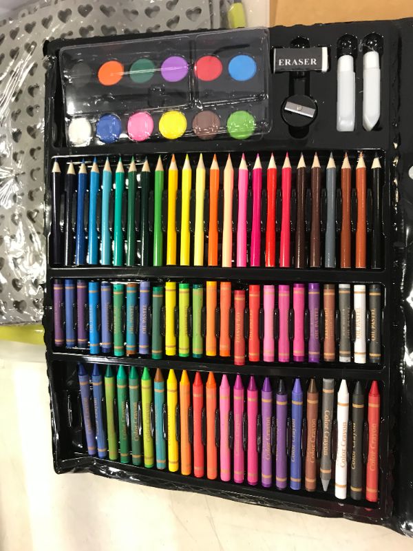 Photo 2 of 168 Piece Art Set,Painting & Drawing Supplies Kit with Portable Art Box,Oil Pastels, Crayons, Colored Pencils, Markers, Watercolor Cakes Inspiration & Creativity Coloring Art Set
