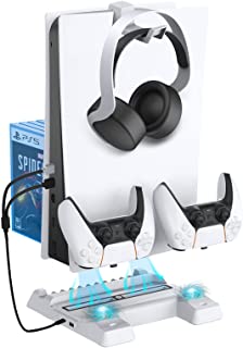 Photo 1 of NexiGo PS5 Vertical Stand with Headset Holder, Multifunctional Stand with Cooling Station and Game Storage, Dual Controllers Charger, Headphone Stand, for Playstation 5 (Disc and Digital Edition)