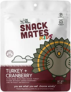 Photo 1 of ?Snack Mates by The New Primal Turkey & Cranberry Bites, High Protein and Low Sugar Kids Snack, Bite-Sized, Certified Paleo, Certified Gluten Free, Soy Free, 2 Oz Per Pack (8 Pack)
16 Ounce (Pack of 1) EXP SEPT 2021