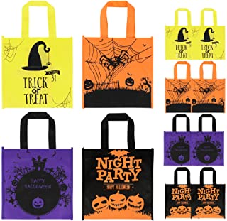 Photo 1 of 8 Packs Halloween Non-Woven Bags Trick or Treat Gift Bags Party Goodie Tote Bags Treat Bag with Handles Party Favors, 9 by 9 Inches, 4 Colors