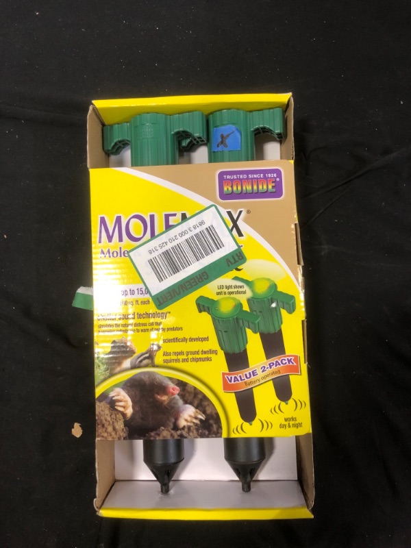 Photo 2 of 2 PACK BONIDE MOLEMAX MOLE & GOPHER BATTERY OP. REPELLER SONIC SPIKE